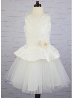 Tiulowa sukienka ecru dla dziewczynki komunia, wesele Mała Mi