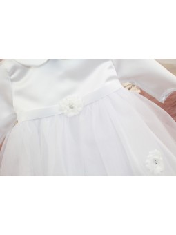 Biała sukienka z tiulem do chrztu MISS