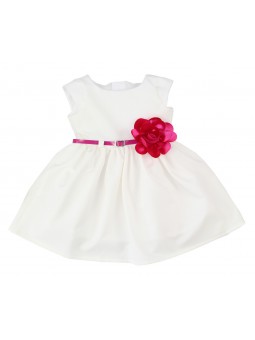 Elegancka, biała sukieneczka niemowlęca z krótkim rękawkiem dla dziewczynki