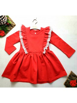 Świąteczna, czerwona sukienka dla niemowląt dziewczynek