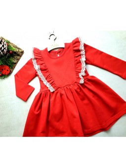 Świąteczna, czerwona sukienka dla niemowląt dziewczynek