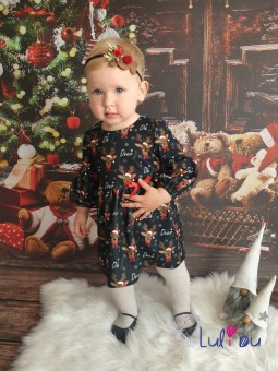 Świąteczna sukieneczka w renifery dla małych dziewczynek