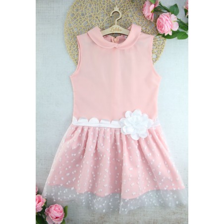 Elegancka, różowa sukienka z tiulem dla dziewczynki