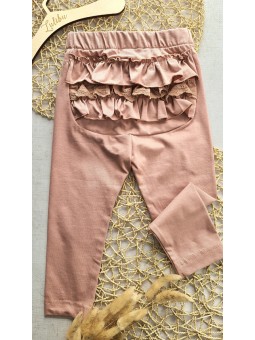 Różowe legginsy z falbankami na pupie dla dziewczynki Auri & Rozi