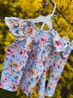 Bluzka, tunika dla dziewczynki kwiaty na błękicie Nala