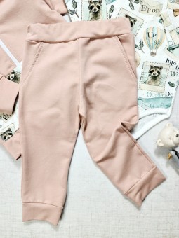 Bluza rozpinana z kapturem, z uszami, body z kolorowy print, spodnie dresowe- dres niemowlęcy Gamex
