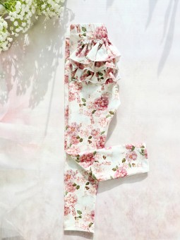 Różowe legginsy z falbankami kolekcja baletnic