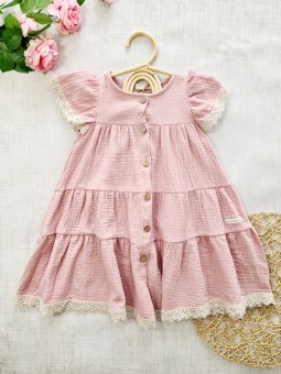 Sukienka muślinowa Porto w kolorze różowym